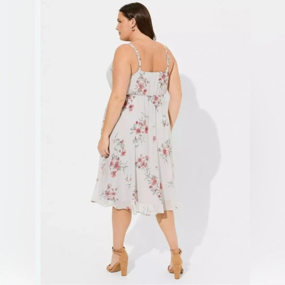 Torrid Fallover Floral Chiffon Cowl Neck Dress Women Plus Size 2X Cottagecore
